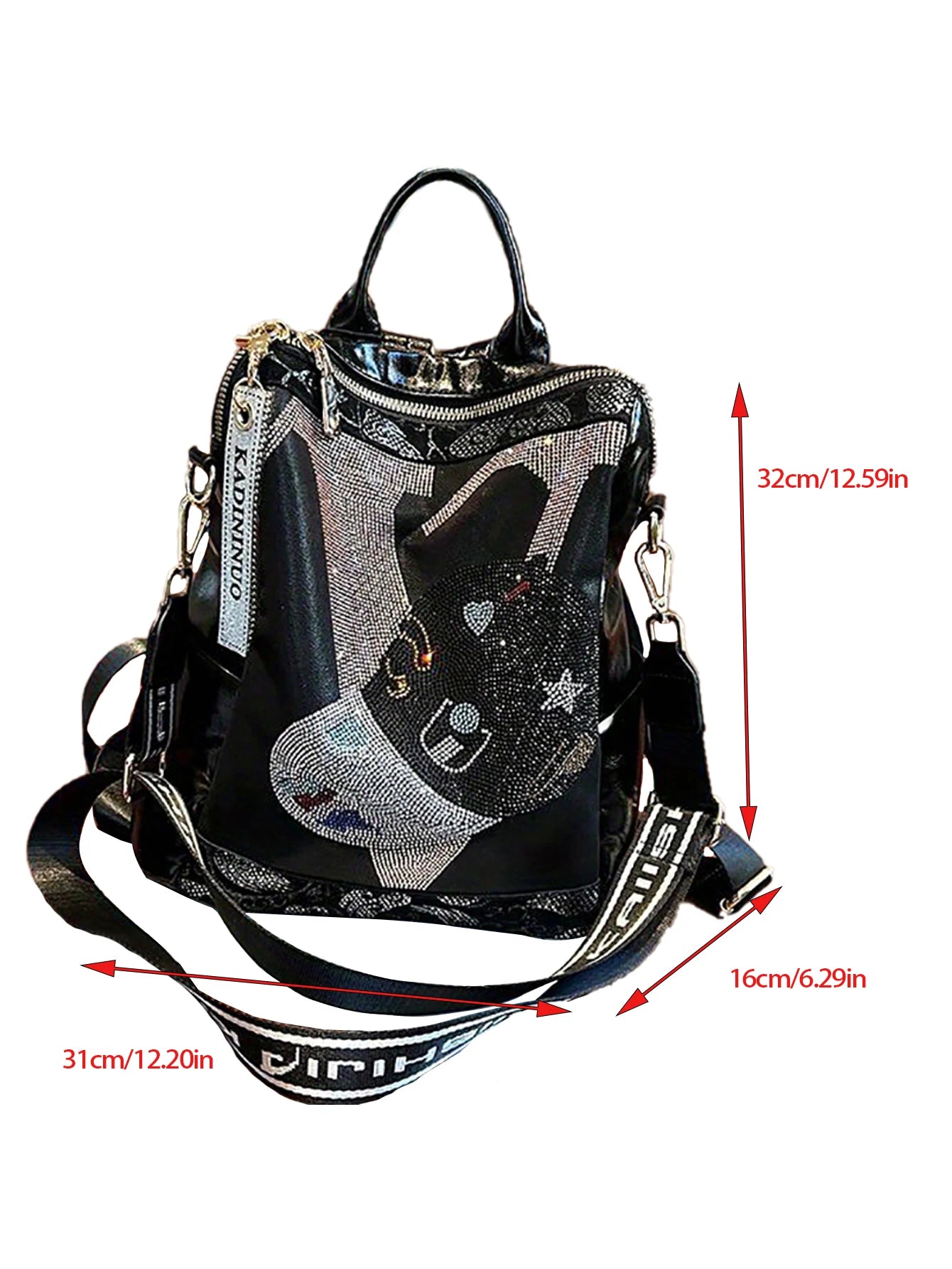Fashionable and versatile backpack, new leather large capacity casual rhinestone shoulder bag