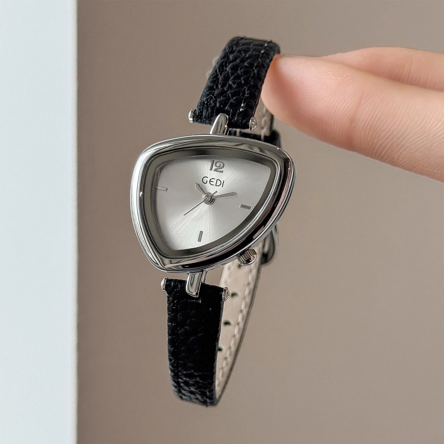 Fashionable Luxury Woman' Watch with Asymmetrical Design, Leather Strap, Small Dial, Quartz Movement - 2025 New Arrival