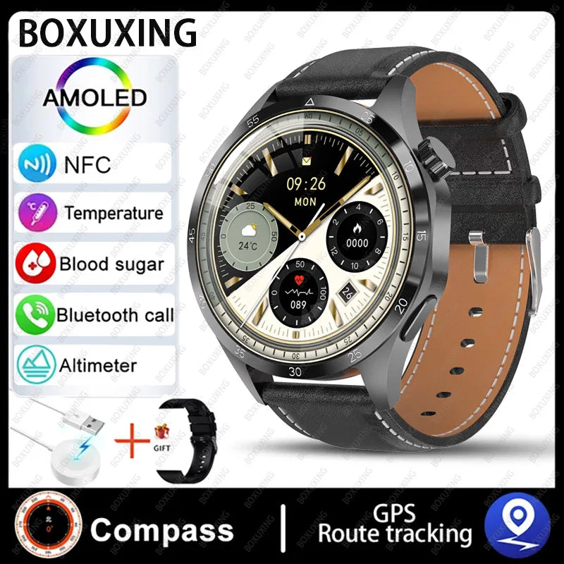 2026 New Smart Watch Men Watch 4 Pro AMOLED HD Screen Bluetooth Call Waterproof Smartwatch NFC Health Monitoring Watch GT4Pro+