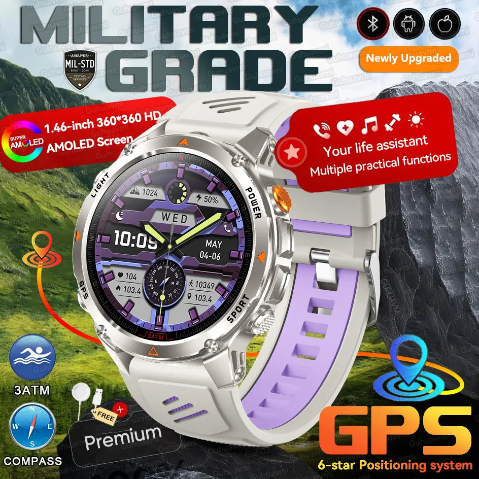 New Swim Military GPS Position Smart Watch Men Map Route Tracking Watches 30M Waterproof Tactics Fitness Sport Outdoors Bracelet