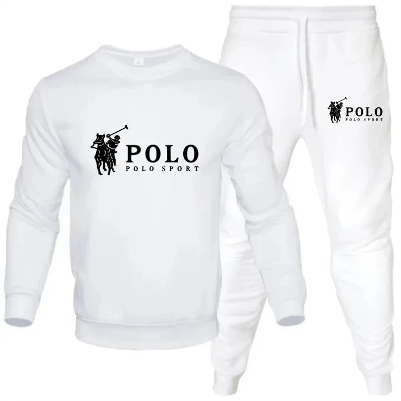 Men's Polo Sport 2-Piece Tracksuit – Black Crewneck Sweatshirt Jogger Pants Set Casual Sportswear Stylish Polo Sport Tracksuit