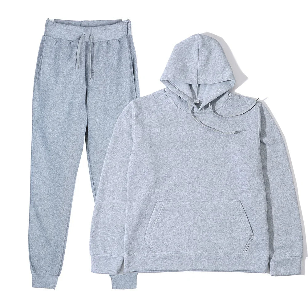 Men Pullover Hoodies Sweatpants 2 Pieces Sets Fleece Casual Sweatshirt Sportswear Women Streetwear Trainning Exercise Sweaters
