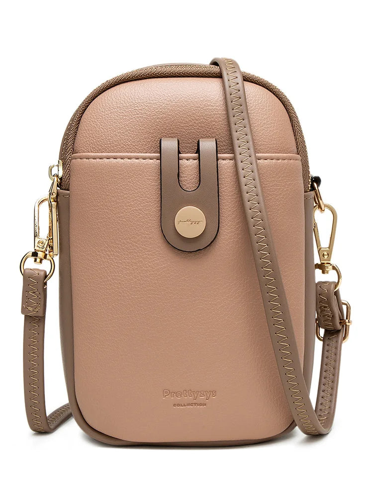 2023 Spring and summer new mobile phone bag female Japanese and South Korean PU soft small fresh high-grade fashion zipper large