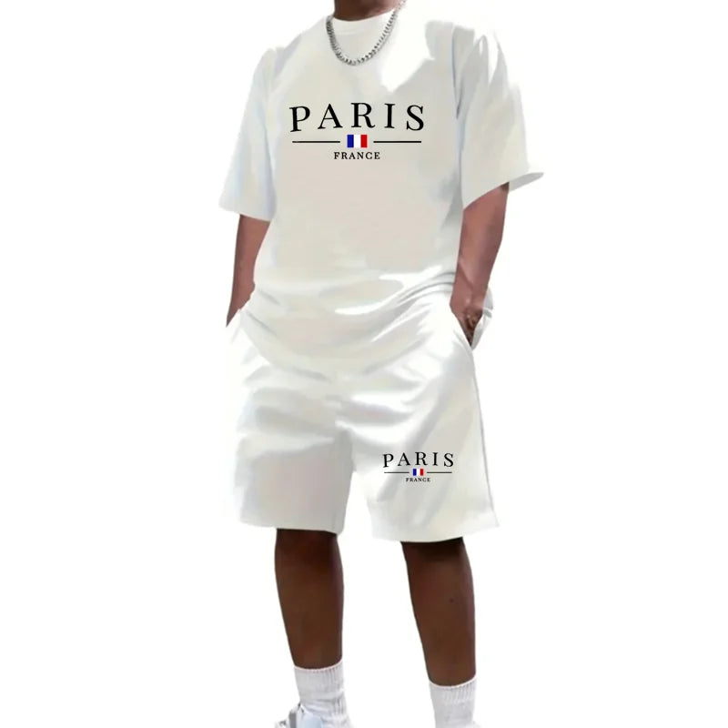 Men's Tracksuit 2 Piece O-neck Short Sleeve Shirt Shorts Set Men's Running Suit Plus Size T shirts Man Clothing Summer T-shirt