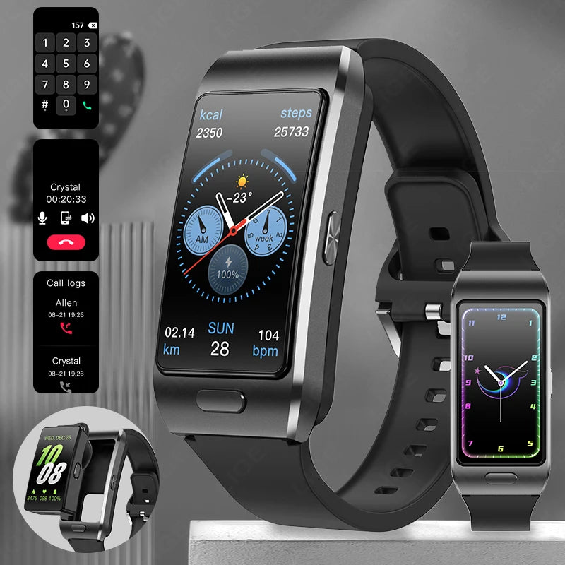 LIGE 2 in1 Smart Watch with Earplug Men Women Bluetooth Call Smartwatches 1.57inch Full Touch Screen GPS SportsTrack Smartwatch
