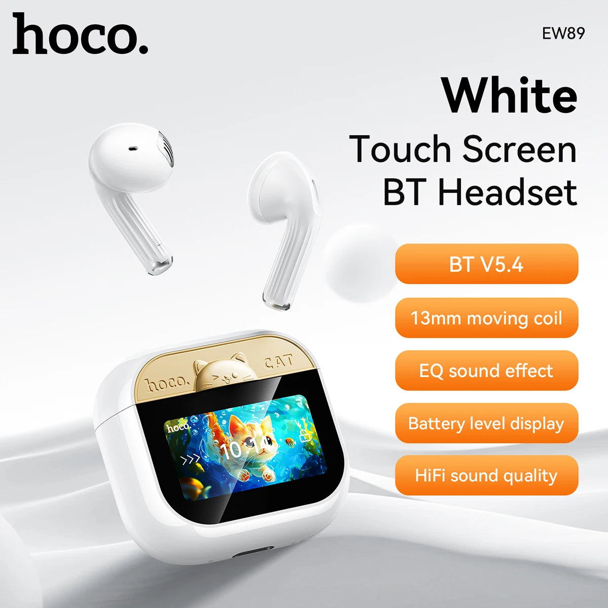 EW72 TWS Wireless Earbuds Bluetooth 5.4 ANC Noise Cancelling Full Color LCD Touch Display HiFi Sound Long Endurance Waterproof
