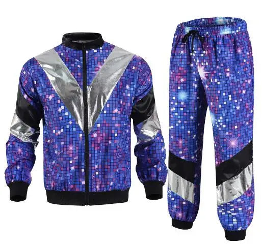 Women's Men's Costume 80s 90s Suit Party Accessories Disco Jacket Trousers Outfit Women's Men's Costume Tracksuit for Carnival