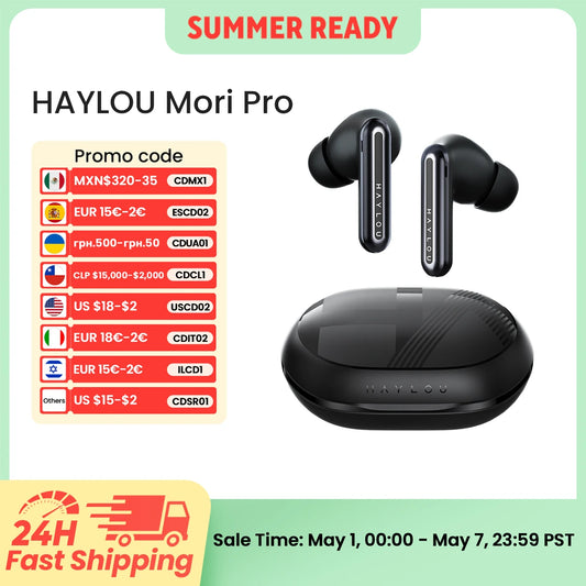 HAYLOU Mori Pro Bluetooth 5.4 Earphones -43dB ANC Active Noise Cancellation Earbuds 6 Mic Wireless Headphones 35H Battery Life