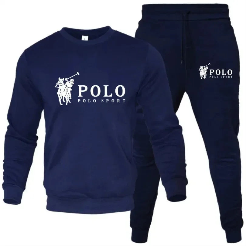 Men's Polo Sport 2-Piece Tracksuit – Black Crewneck Sweatshirt Jogger Pants Set  Casual Sportswear Stylish Polo Sport Tracksuit