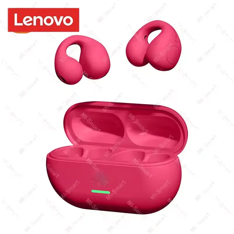 Lenovo Open-back Wireless Bluetooth Headphones, Clip-on Sports Headphones, HiFi Sound Quality, Noise Cancellation, Waterproof