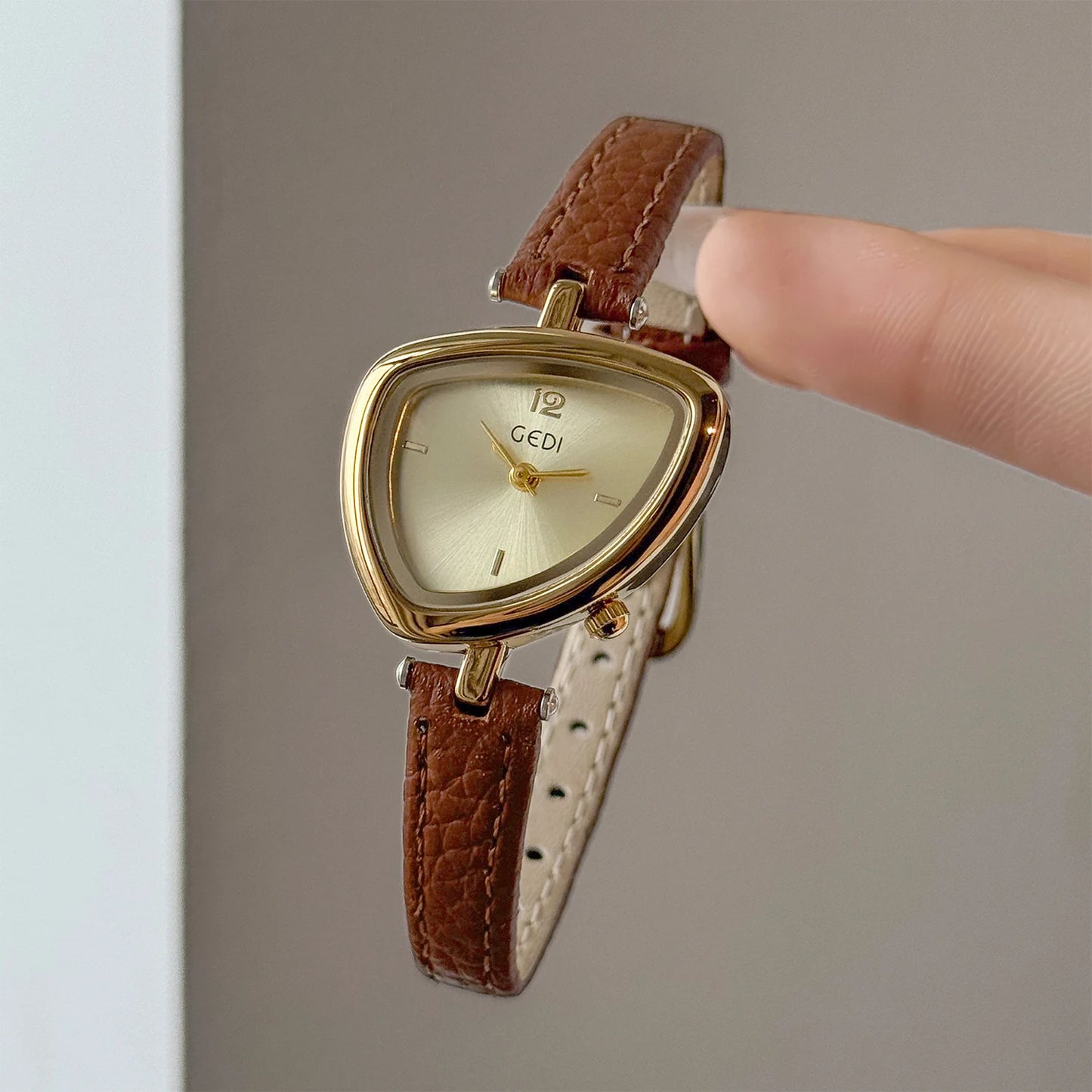 Fashionable Luxury Woman' Watch with Asymmetrical Design, Leather Strap, Small Dial, Quartz Movement - 2025 New Arrival
