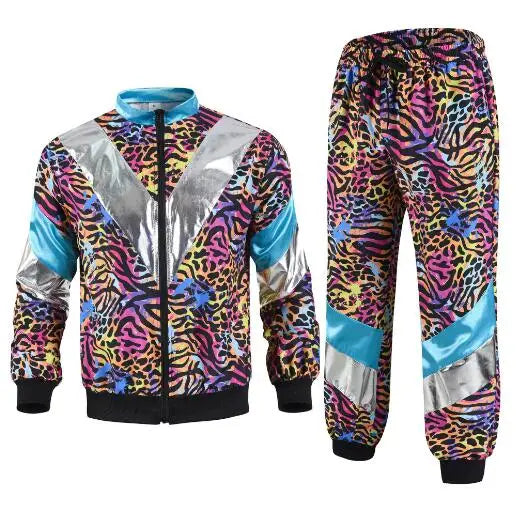 Women's Men's Costume 80s 90s Suit Party Accessories Disco Jacket Trousers  Outfit Women's Men's Costume Tracksuit for Carnival