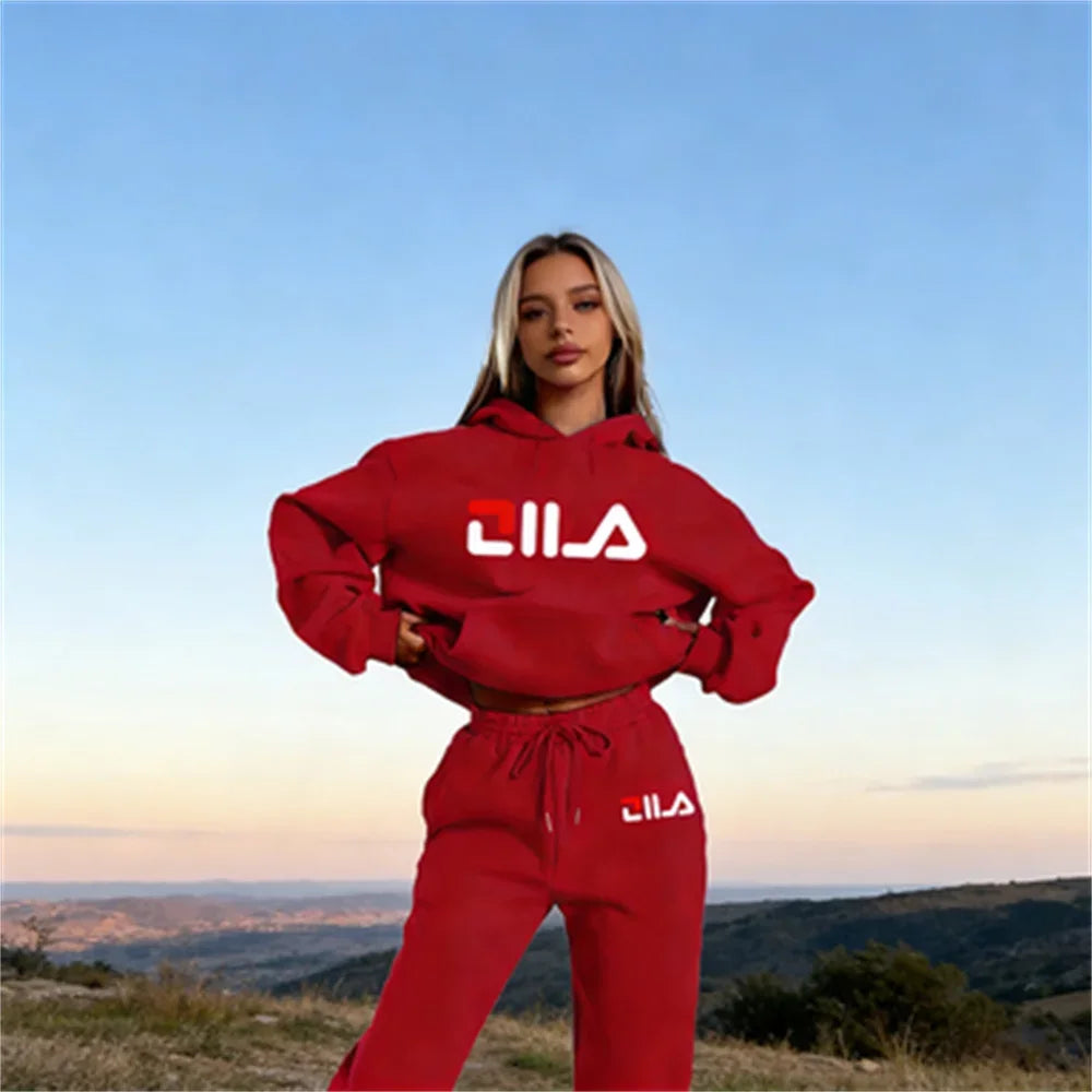 Women's Tracksuit Quality Two Piece Set for Women Fashion Jogging Sweatshirt Suit Drawstring Sports Daily Hooded