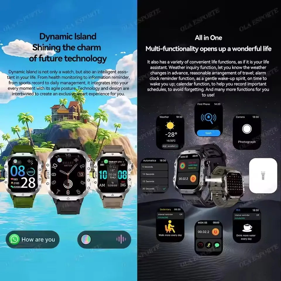 2026 New SmartWatch Men For Women Militray Outdoor GPS Track Sport Watches Heart Rate Sleep Waterproof Smart Watch IOS Android