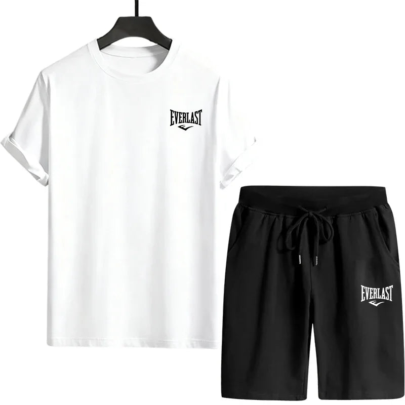 2026 New in Mens Tracksuit T-shirt + Shorts Urban Causal Sports Outfit Male Spring Summer Home Outdoor Comfort Tees Set