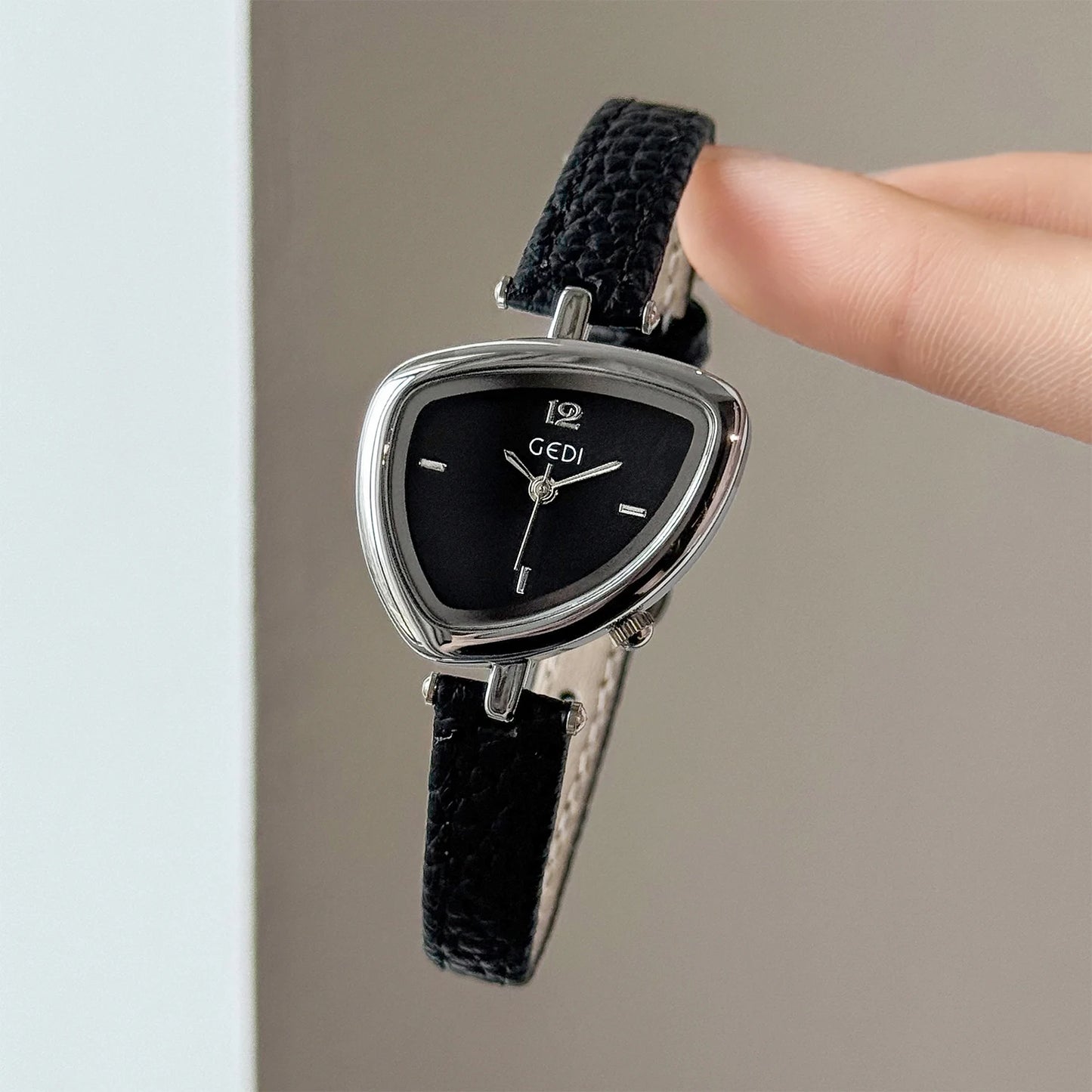 Fashionable Luxury Woman' Watch with Asymmetrical Design, Leather Strap, Small Dial, Quartz Movement - 2025 New Arrival