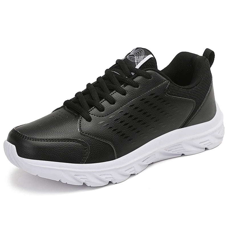 Black Running Shoes Leather Waterproof Athletic Sneakers Men Wear-resistant Men Walking Sport Shoes Comfortable Men Shoes