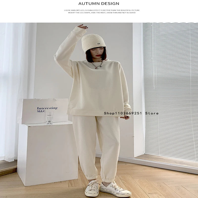 New Round Neck Running Set Long Sleeved Long Pants 2-piece Set Women's Waffle Sports Hoodie Top Men's Women's Fitness Sports Set