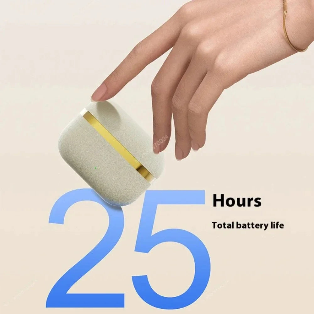 True Wireless Bluetooth Earphones In-Ear Leather Feel Design Ultra-Long Battery Life Touch Control TWS Headphones for Gift Video