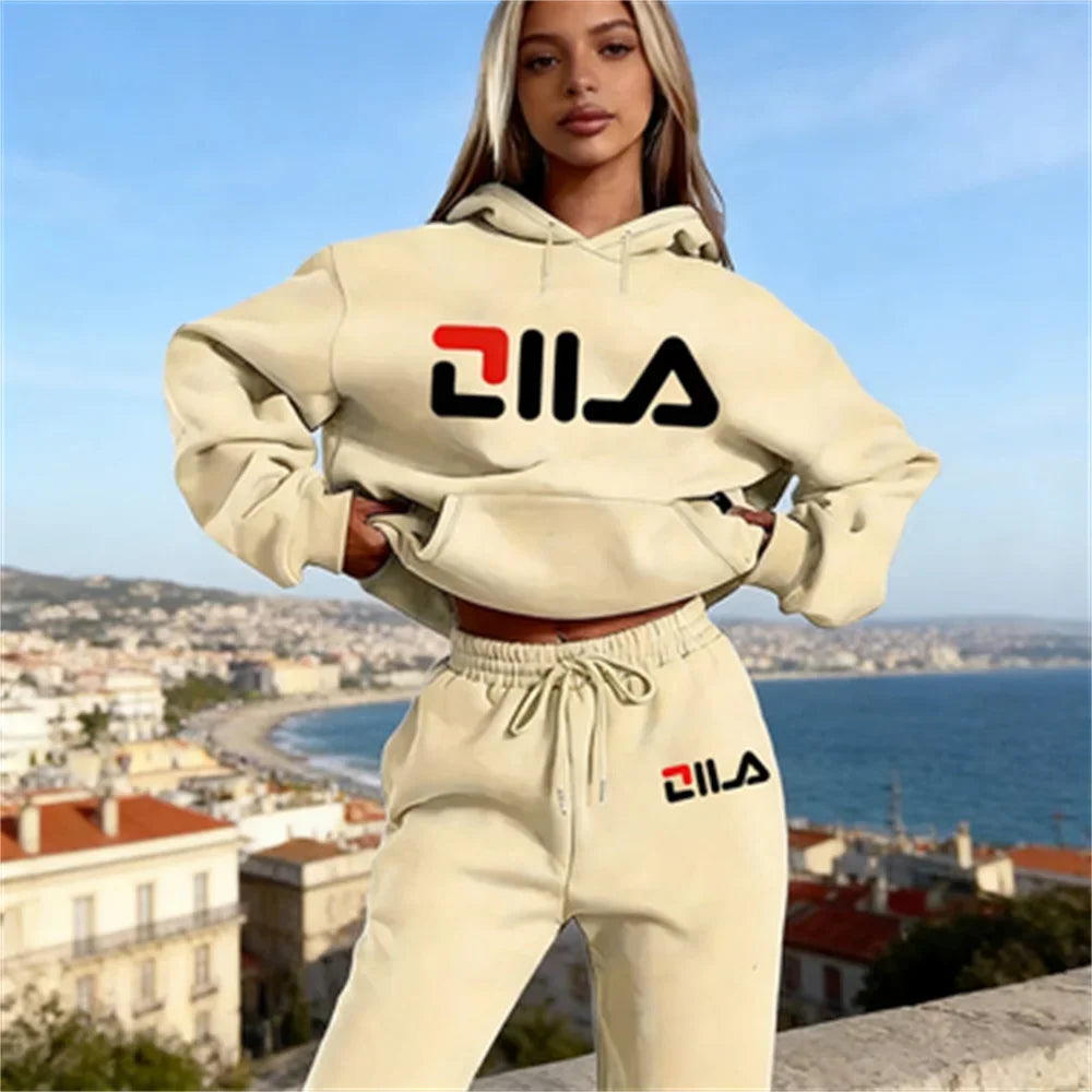 Women's Tracksuit Quality Two Piece Set for Women Fashion Jogging Sweatshirt Suit Drawstring Sports Daily Hooded
