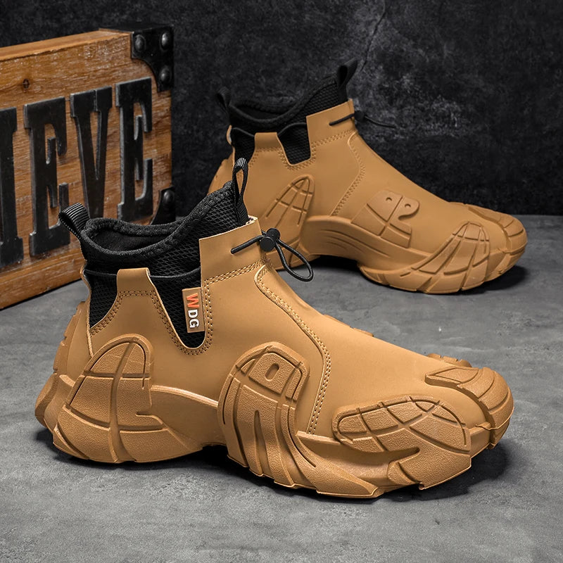 Men's new casual sports shoes breathable anti-slip wear-resistant high-top outdoor hiking walking men's shoes large size