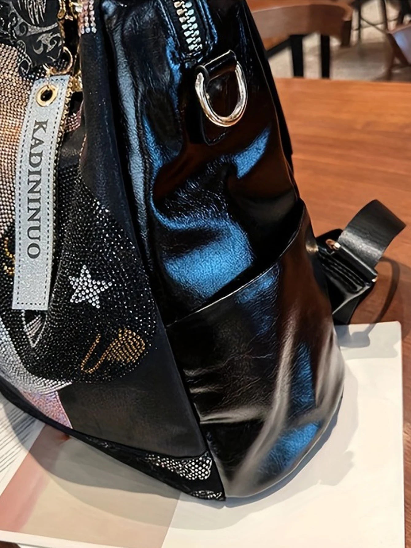 Fashionable and versatile backpack, new leather large capacity casual rhinestone shoulder bag