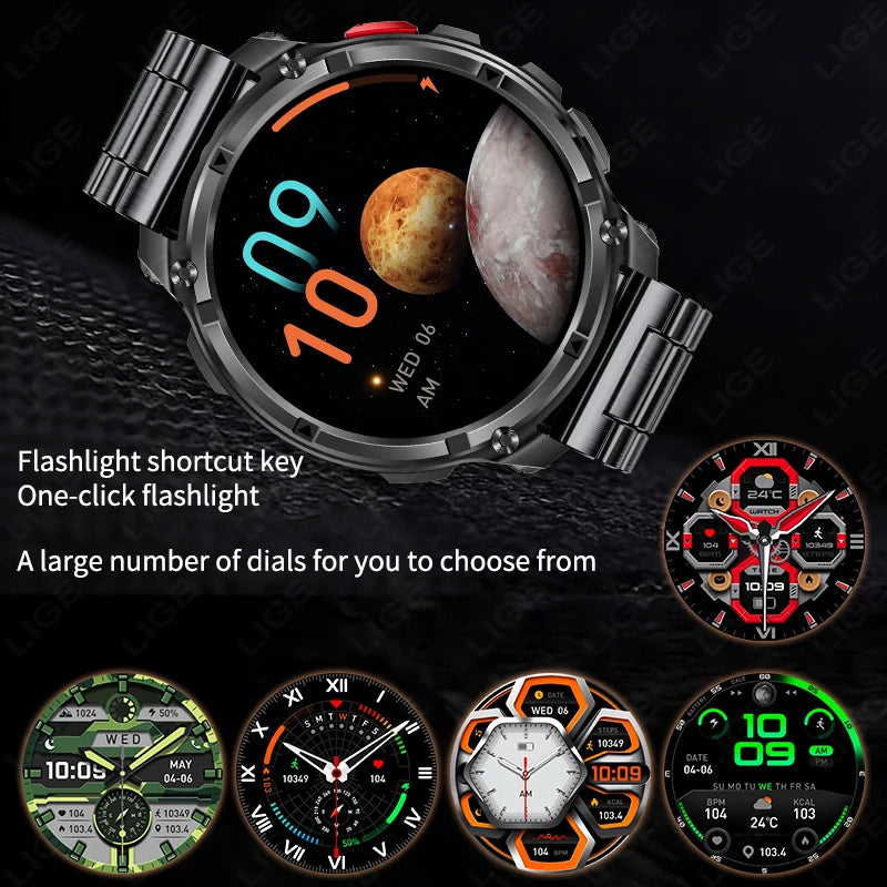2026 New LIGE 1100mAh Super Capacity Battery Adult Men Smart Watch 1.7" Large HD Screen Call 5ATM Waterproof Sports Watches