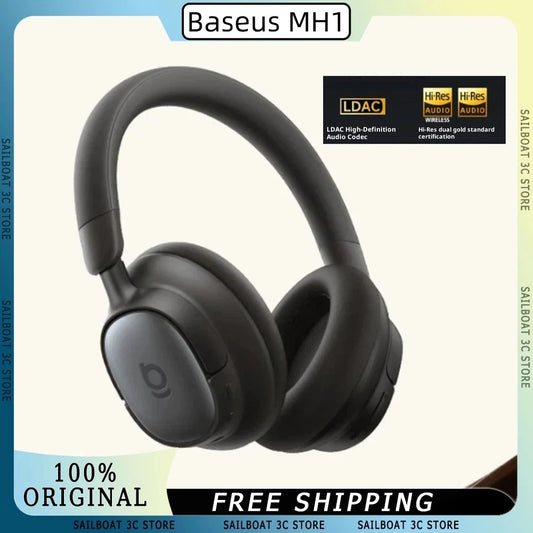 Baseus MH1 Head-Mounted Noise-Canceling Bluetooth Headphone HIFI Sound Bluetooth 6.0 Hi-Res Certification 80h Long Battery Life