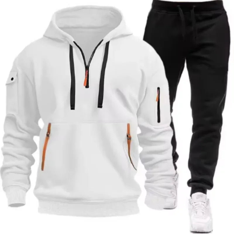 Men Pullover Hoodies Sweatpants 2 Pieces Sets Fleece Casual Sweatshirt Sportswear Women Streetwear Trainning Exercise Sweaters