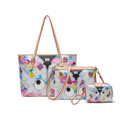 Ladies' summer storage fashionable handbag three piece set practical travel bag jelly transparent adhesive colored bag