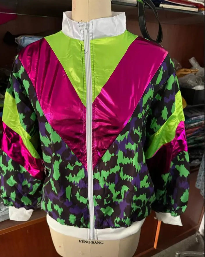 Women's Men's Costume 80s 90s Suit Party Accessories Disco Jacket Trousers  Outfit Women's Men's Costume Tracksuit for Carnival