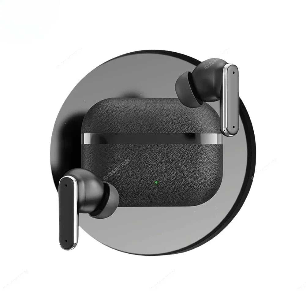 True Wireless Bluetooth Earphones In-Ear Leather Feel Design Ultra-Long Battery Life Touch Control TWS Headphones for Gift Video