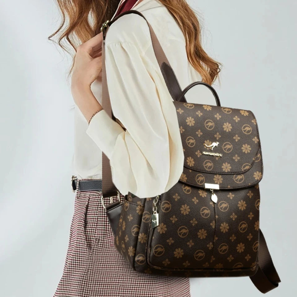 Ladies Backpack Designer High Quality Pu Leather Women Bag Luxury Printed Tassels School Bags Large Capacity A4 Backpacks Sac