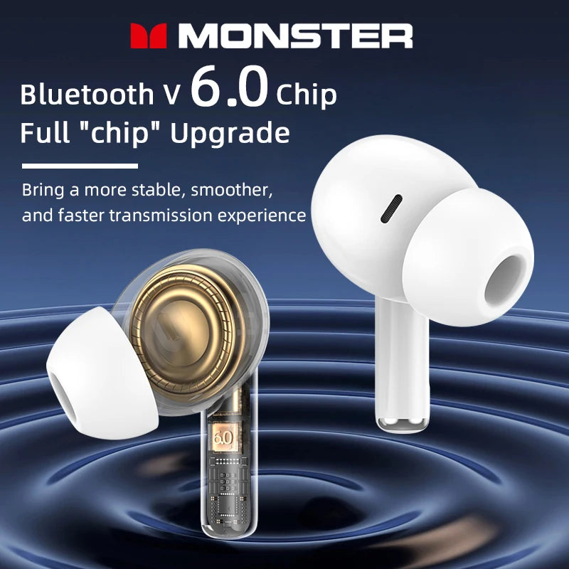 Monster MQT39 Earphones Wireless Bluetooth 6.0 TWS Noise Reduction Earbuds Gamer Sports Headset Hifi Stereo with Mic Headphones