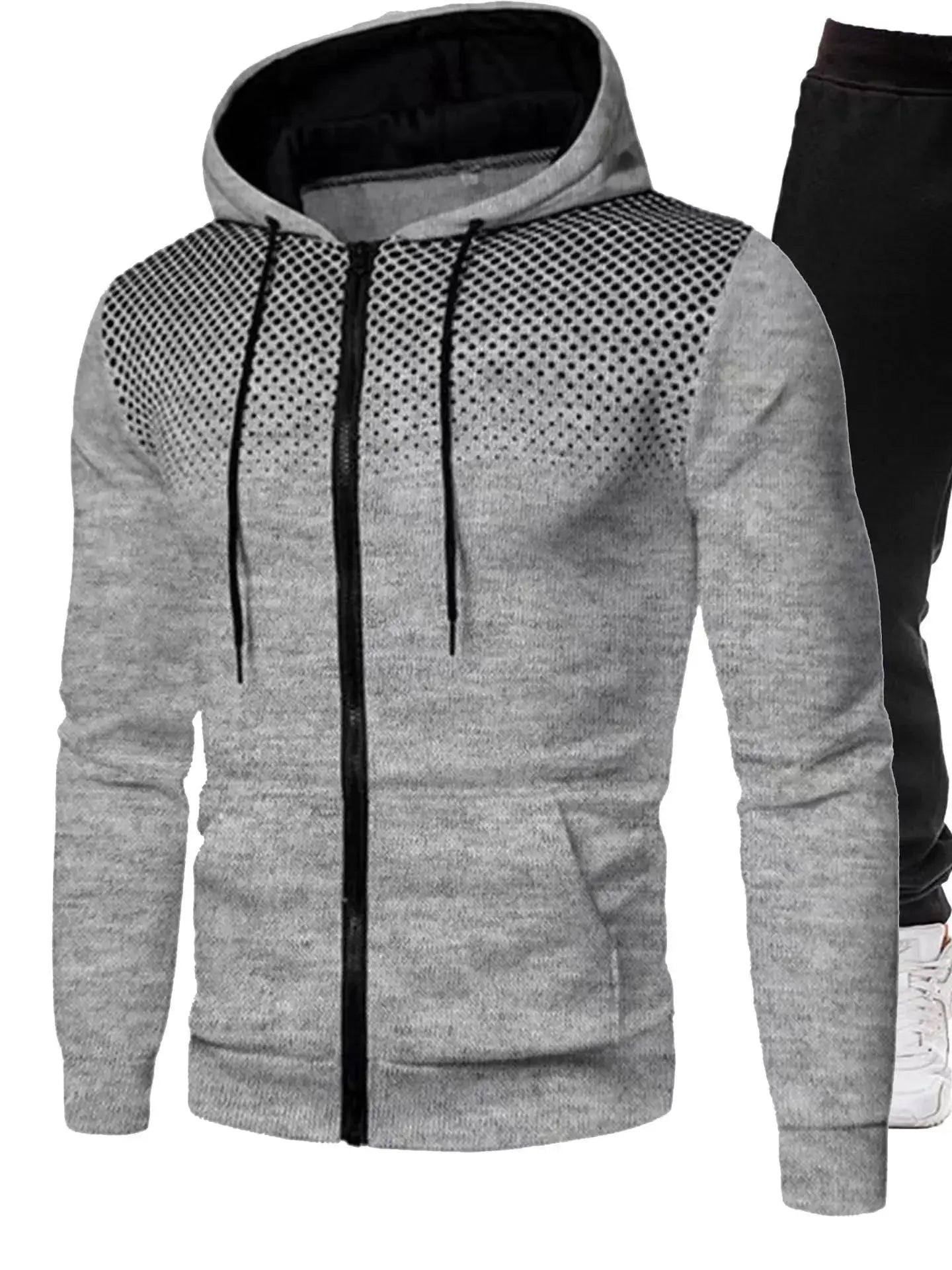 Fashion Print Tracksuit for Men Zipper Hooded Sweatshirt and Sweatpants Two Pieces Suits Male Casual Fitness Jogging Sports Sets