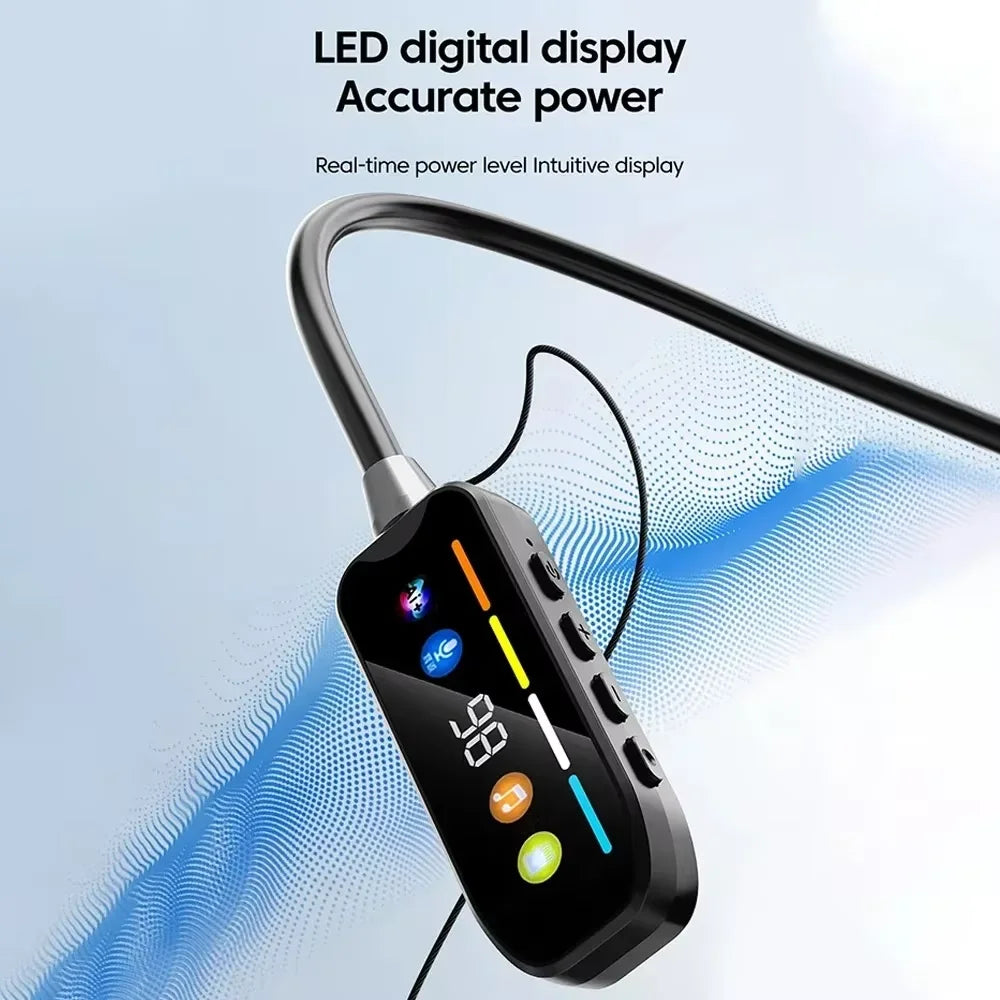 Wireless Earphones Bluetooth 5.4 Neckband Headphones LED Display Noise Reduction MIC Gaming HIFI Headset For Sports Outdoor