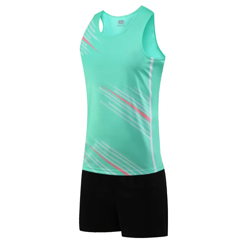 Track And Field Suits Men Running Outdoor Athletics Uniform Breathable Marathon Sportswear Tank  Shorts Team Training Racing Set