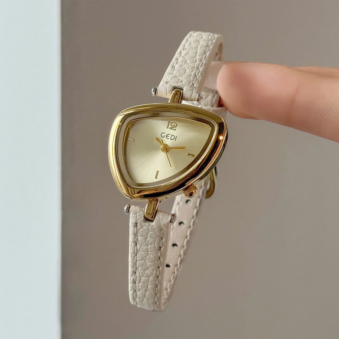 Fashionable Luxury Woman' Watch with Asymmetrical Design, Leather Strap, Small Dial, Quartz Movement - 2025 New Arrival