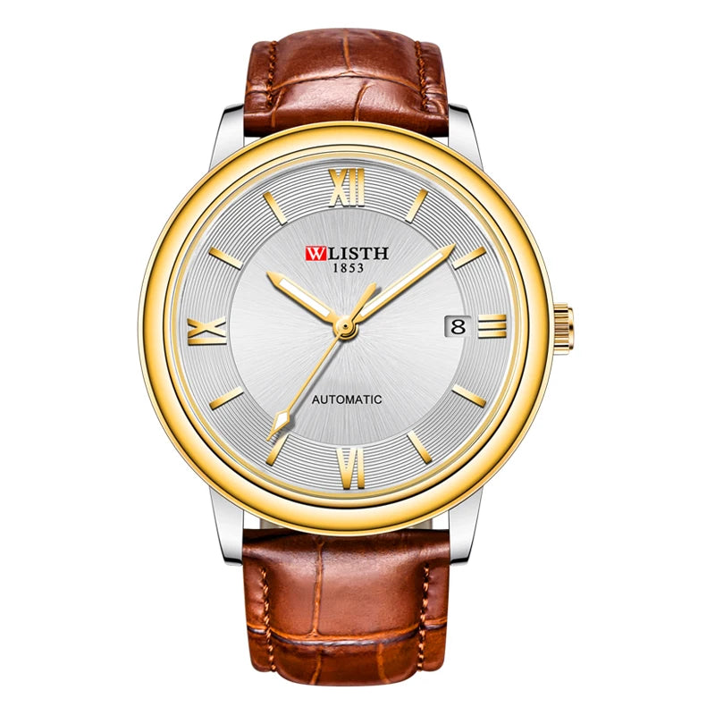 Mens Automatic Watches Luxury Men Dress Mechanical Watch Fashion Waterproo Wrist Automatic Watch Date Leather Strap