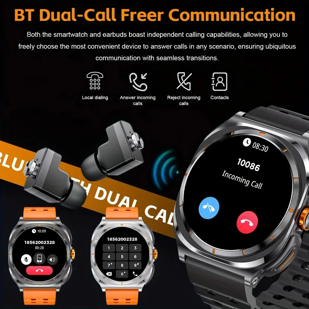 2025 Watch 2-In-1 Headphone Smartwatch Ip67 Waterproof Gps Positioning Local Music Heart Rate Monitoring Bt Call Men'S Watch