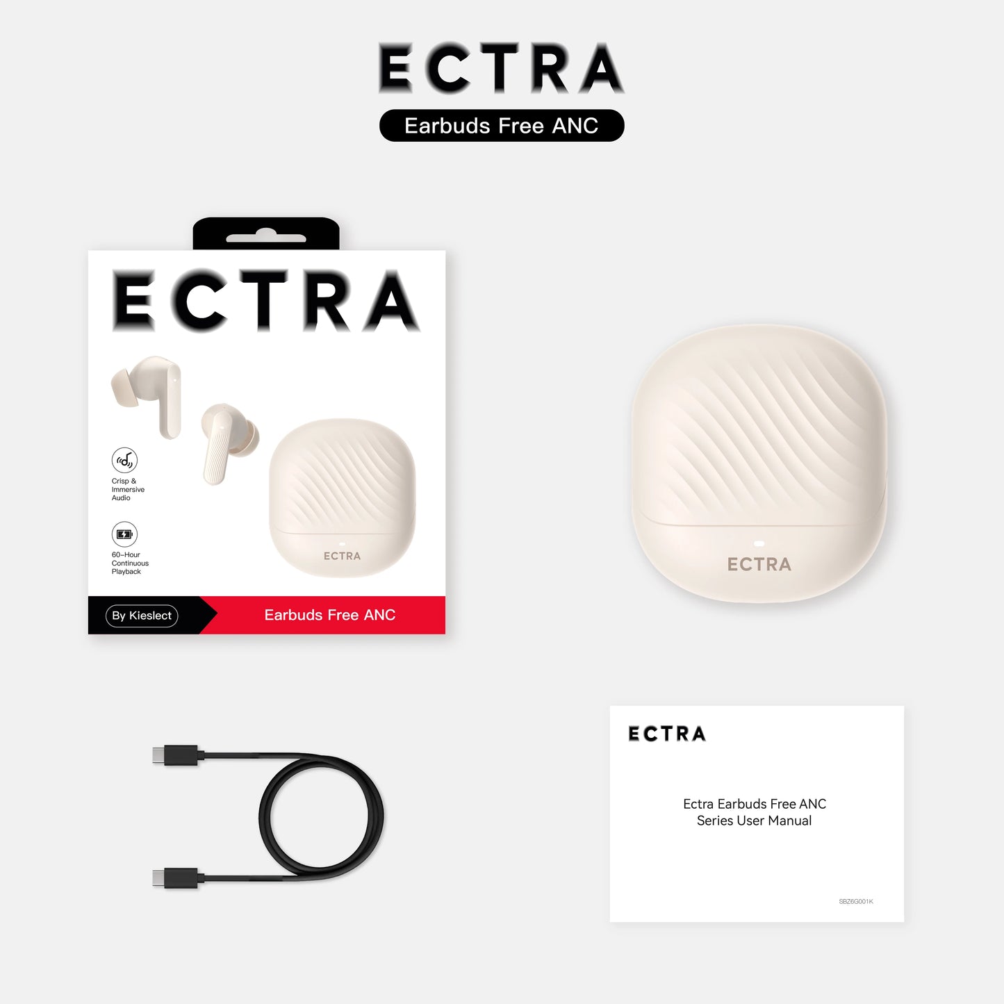 Kieslect ECTRA Free ANC True Wireless Earbuds with 60-Hour Playback Dual-Mic ENC Noise Cancellation And Multiple EQ Modes