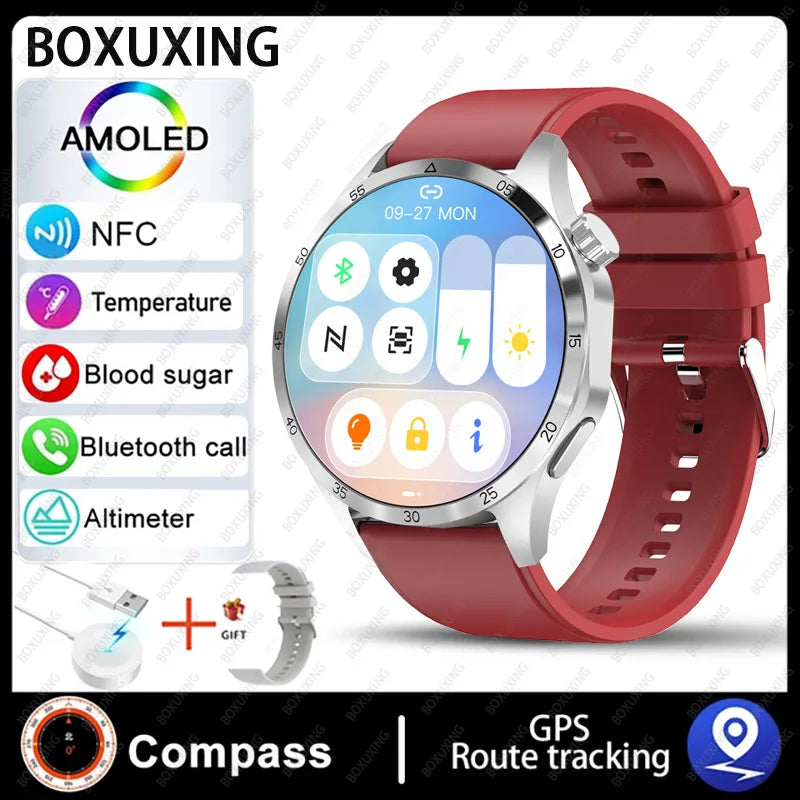 2026 New Smart Watch Men Watch 4 Pro AMOLED HD Screen Bluetooth Call Waterproof Smartwatch NFC Health Monitoring Watch GT4Pro+