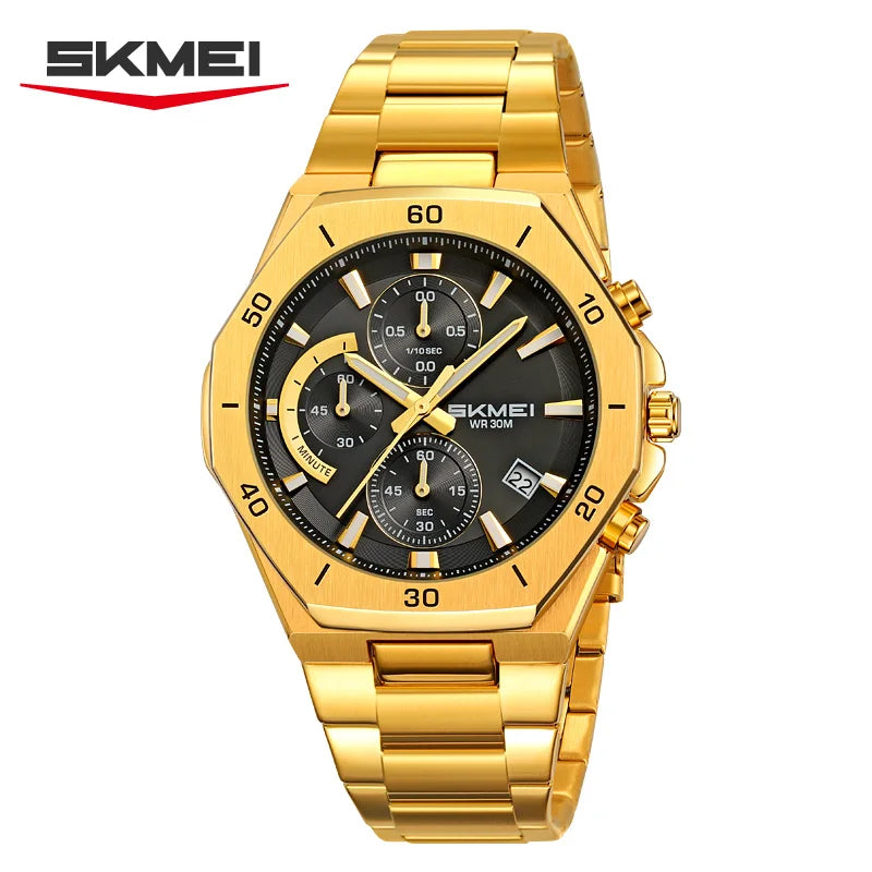 SKMEI 2452 Business Alloy Quartz Watches Casual Stainless Steel Strap Date Waterproof Wristwatch Clock relojes para caballeros