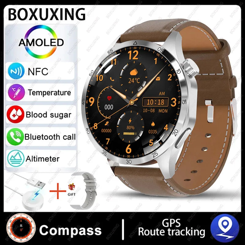2026 New Smart Watch Men Watch 4 Pro AMOLED HD Screen Bluetooth Call Waterproof Smartwatch NFC Health Monitoring Watch GT4Pro+