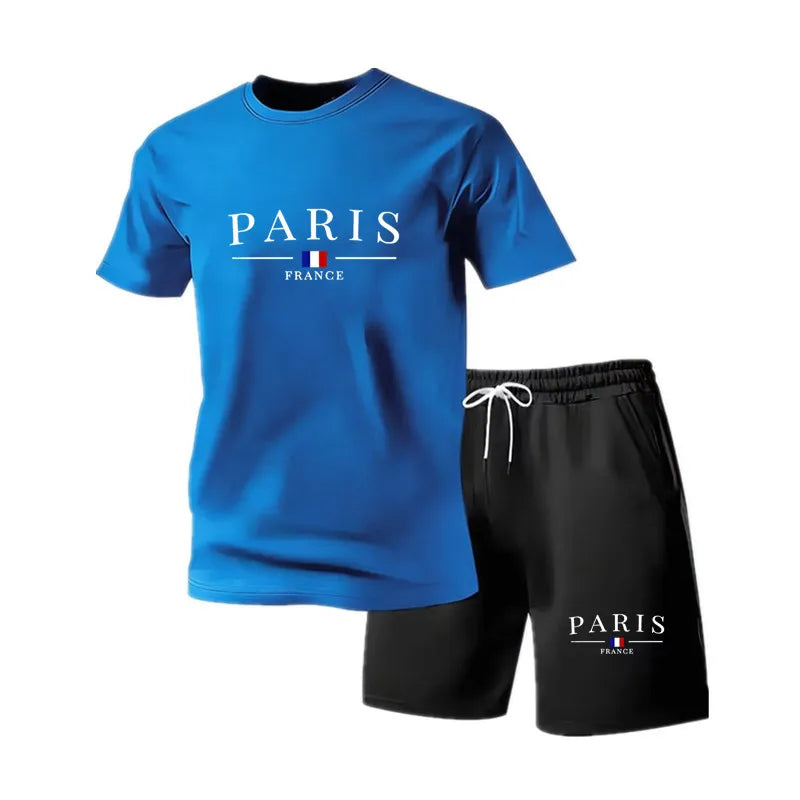 Men's Tracksuit 2 Piece O-neck Short Sleeve Shirt Shorts Set Men's Running Suit Plus Size T shirts Man Clothing Summer T-shirt
