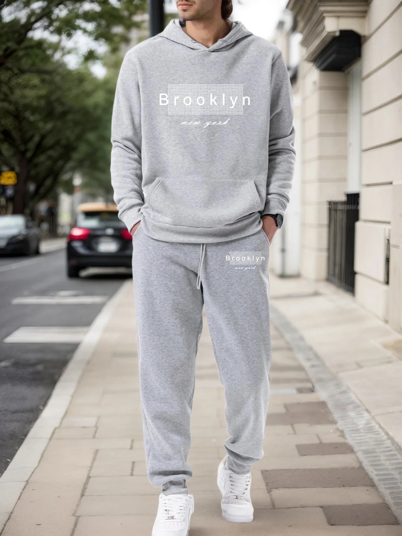 Mens Tracksuit Print Casual Hooded Sweatshirt Outfits Outdoors Gym Fitness Jogging Man Clothing Spring Autumn Sports 2 Pcs Sets