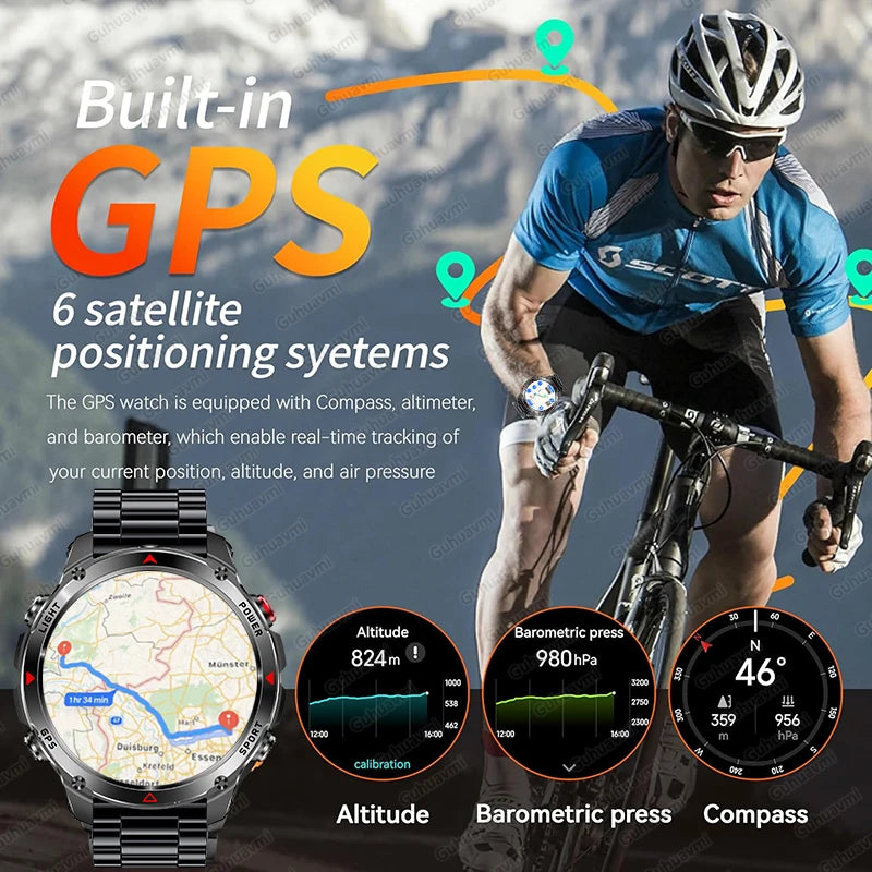 New Swim Military GPS Position Smart Watch Men Map Route Tracking Watches 30M Waterproof Tactics Fitness Sport Outdoors Bracelet