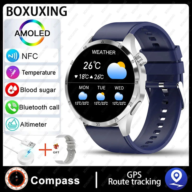 2026 New Smart Watch Men Watch 4 Pro AMOLED HD Screen Bluetooth Call Waterproof Smartwatch NFC Health Monitoring Watch GT4Pro+