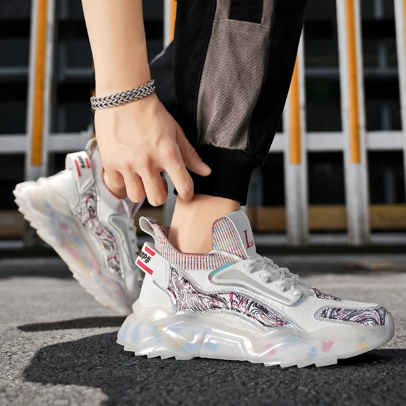 Men's new casual sports shoes four season fashion versatile comfortable thick sole breathable anti slip running casual sneakers
