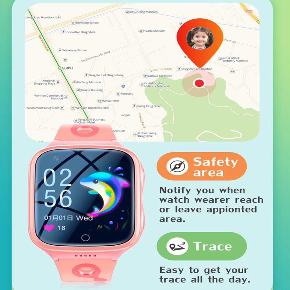 Hot 4G Kids Smartwatch 1000 Mah WiFi GPS LBS Tracker SOS Video Call Children Smartwatches IP67 Waterproof Phone Watch Boys Girls